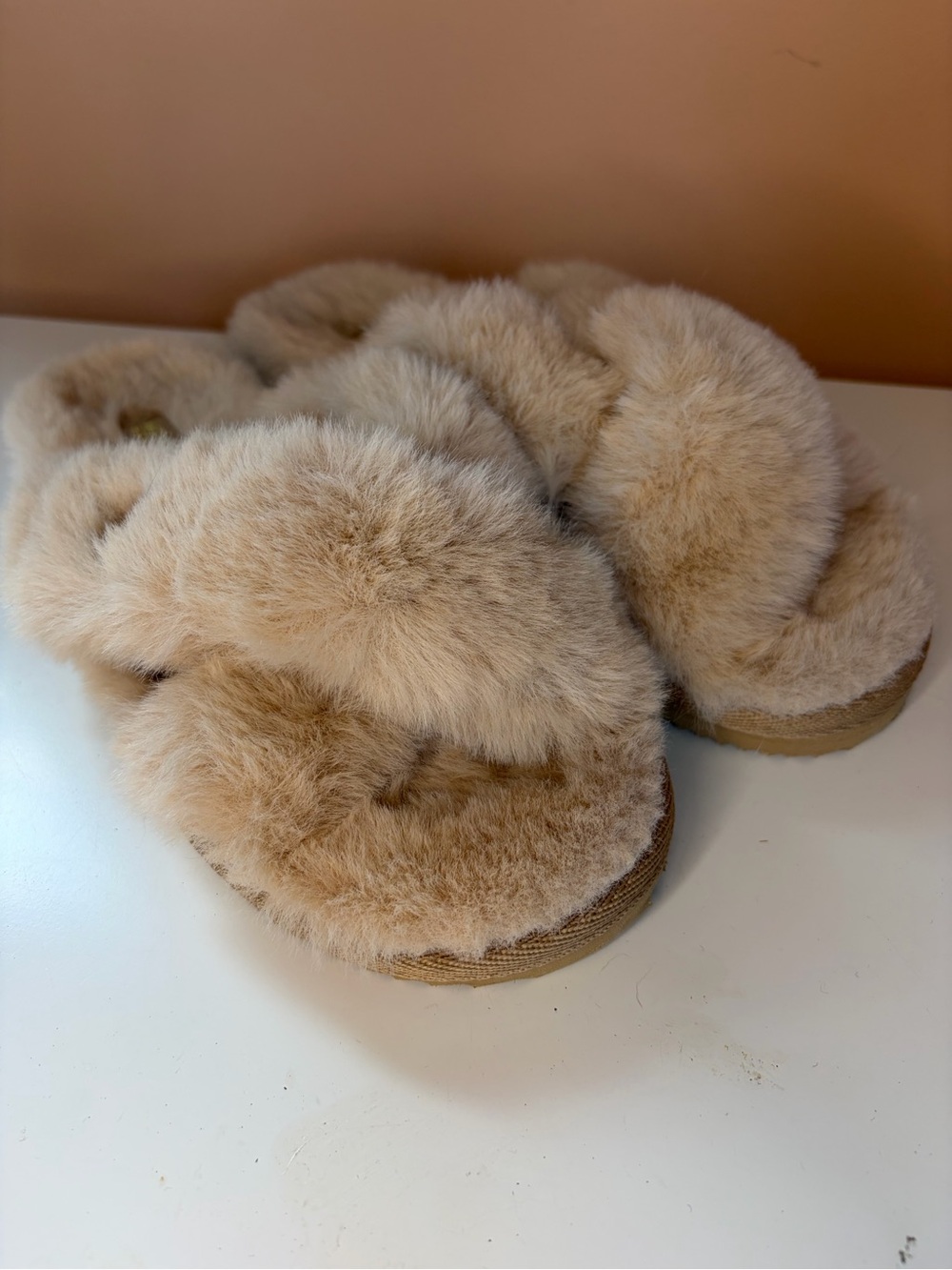 Like New! Michael Kors Lala Fur Slides - Picture 3 of 5